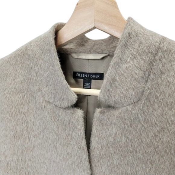 EILEEN FISHER Sheared Suri Alpaca Notched Collar Car Coat 3/4 Length - Picture 9 of 10